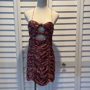 Zara NWT rouged Cut out Dress wide side Zipper